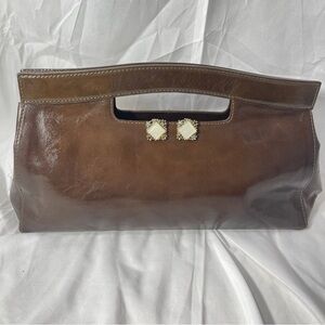 Kate Landry Coffee Bean Vintage Leather Clutch Oh So Chic